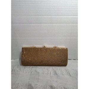 Vintage Retro Caziar Chainmail Clutch‎ Bag Matte Gold With Clasp Chain Strap